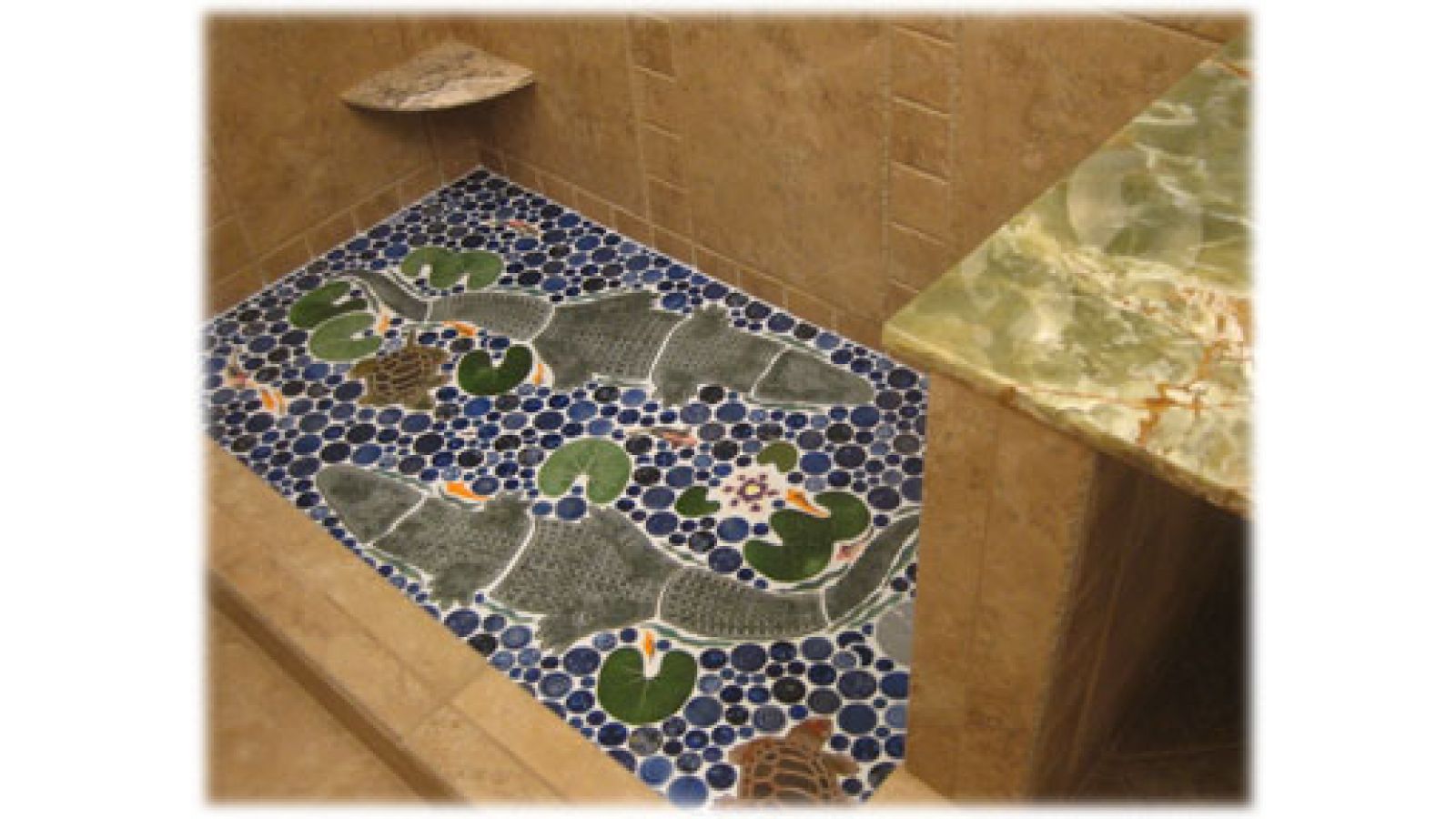 Alligator mosaic (shaped) ceramic tile floors